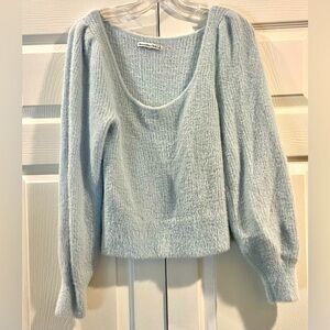 ABERCROMBIE & FITCH Women's Knit Sweater Light Blue Ribbed Long Sleeve Sz S